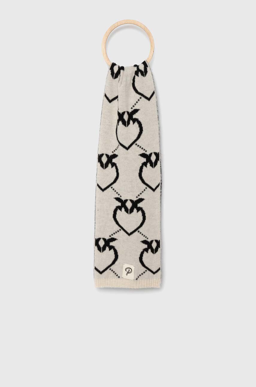 Pinko Up szalik z domieszką wełny kolor beżowy wzorzysty