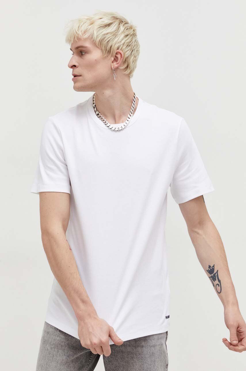 HUGO t-shirt bawełniany kolor biały gładki