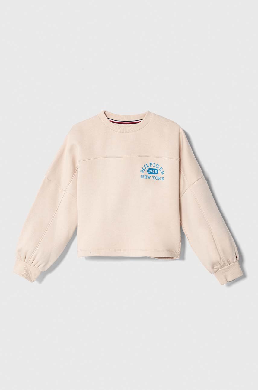 Tommy Hilfiger bluza dziecięca kolor beżowy gładka