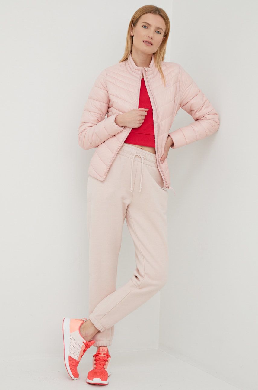 Outhorn spodnie dresowe damskie kolor różowy gładkie