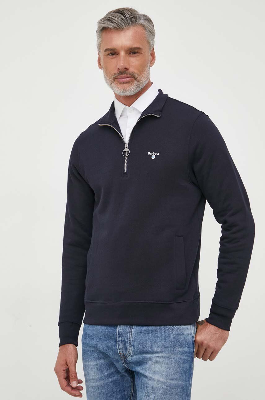 Barbour bluza bawełniana męska kolor granatowy gładka