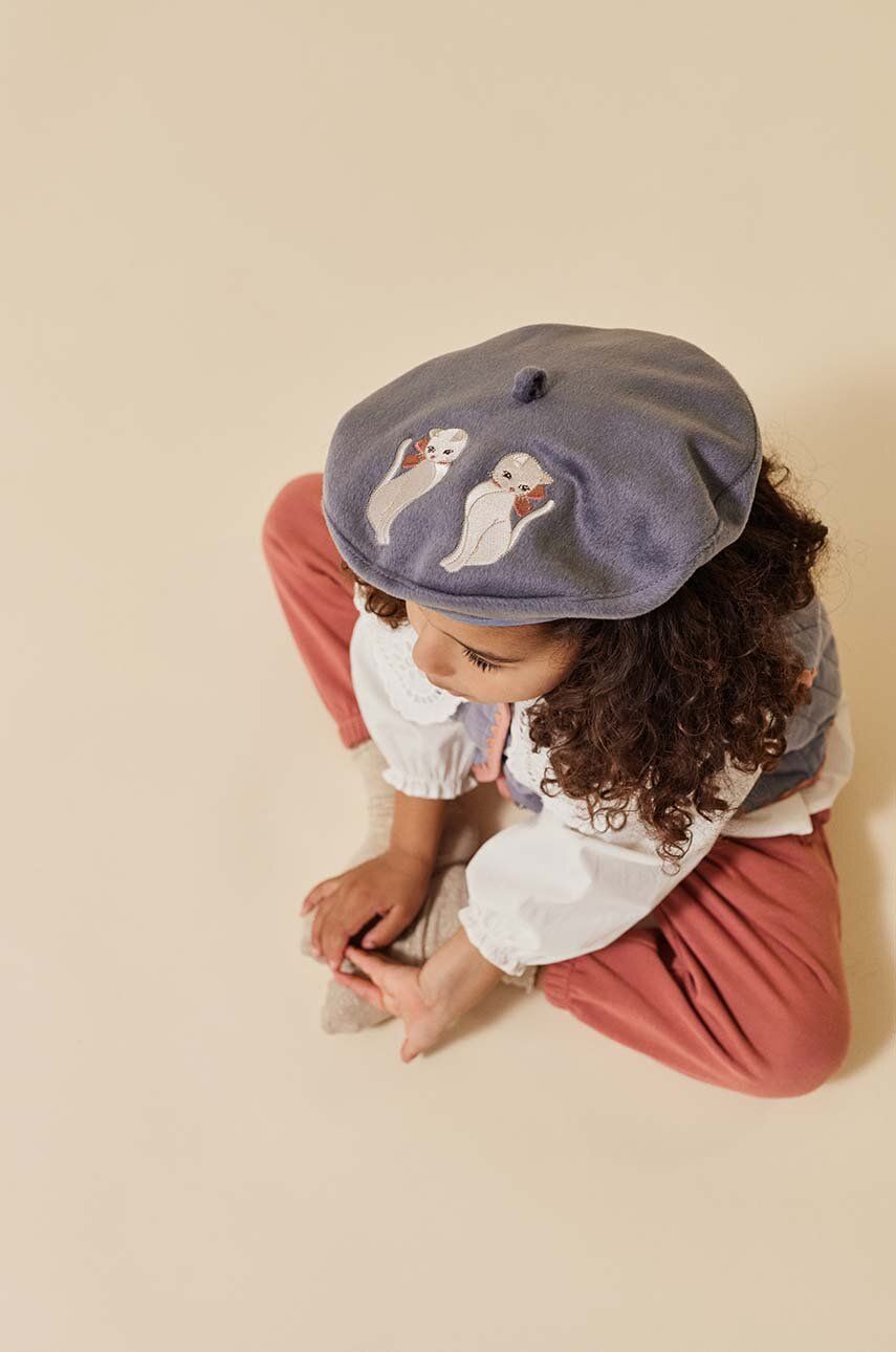 Konges Sløjd beret dziecięcy kolor niebieski wełniany