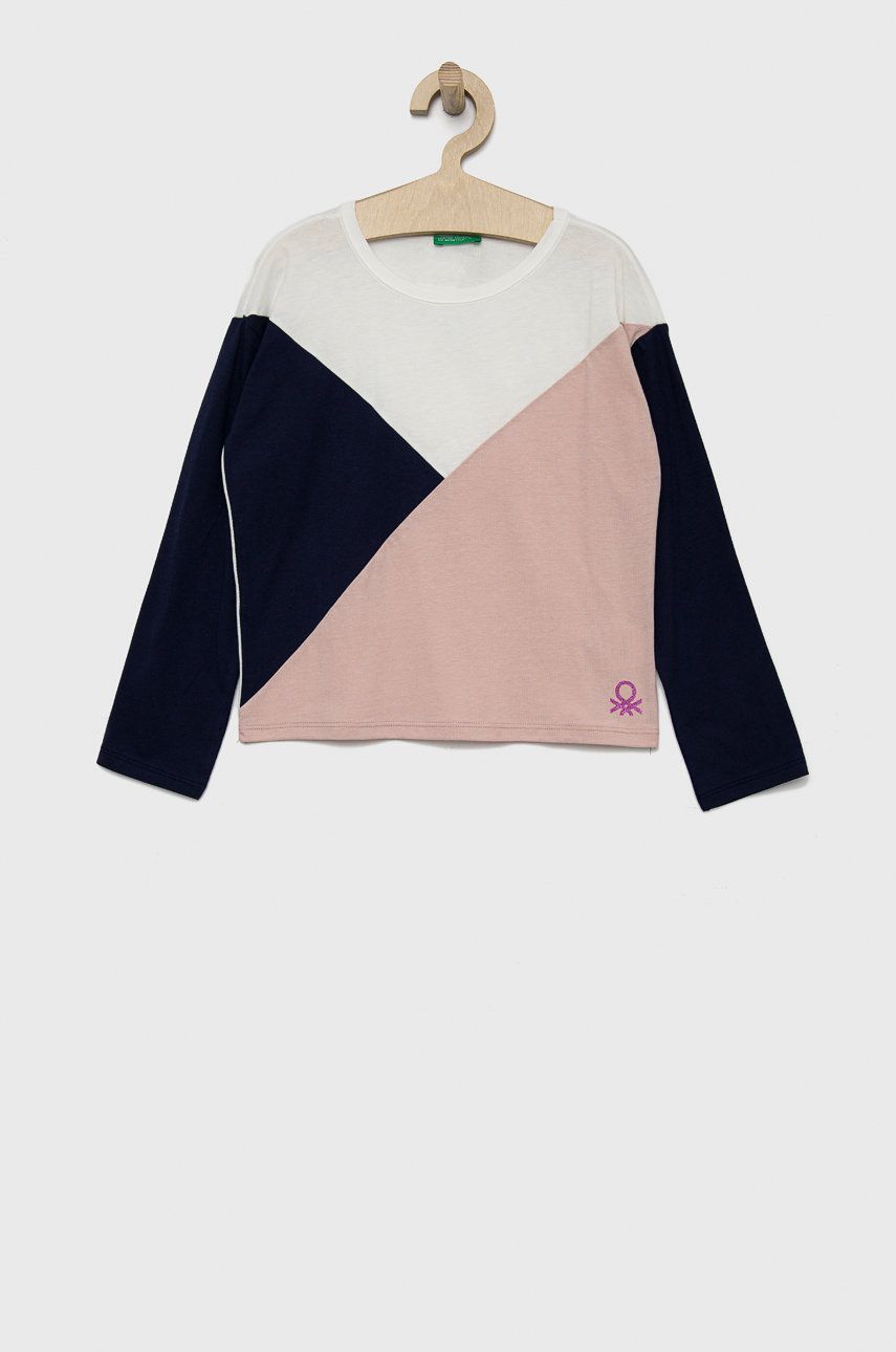 United Colors of Benetton longsleeve bawełniany dziecięcy kolor brązowy