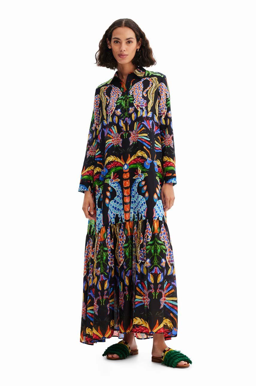 Desigual sukienka x Stella Jean kolor czarny maxi oversize