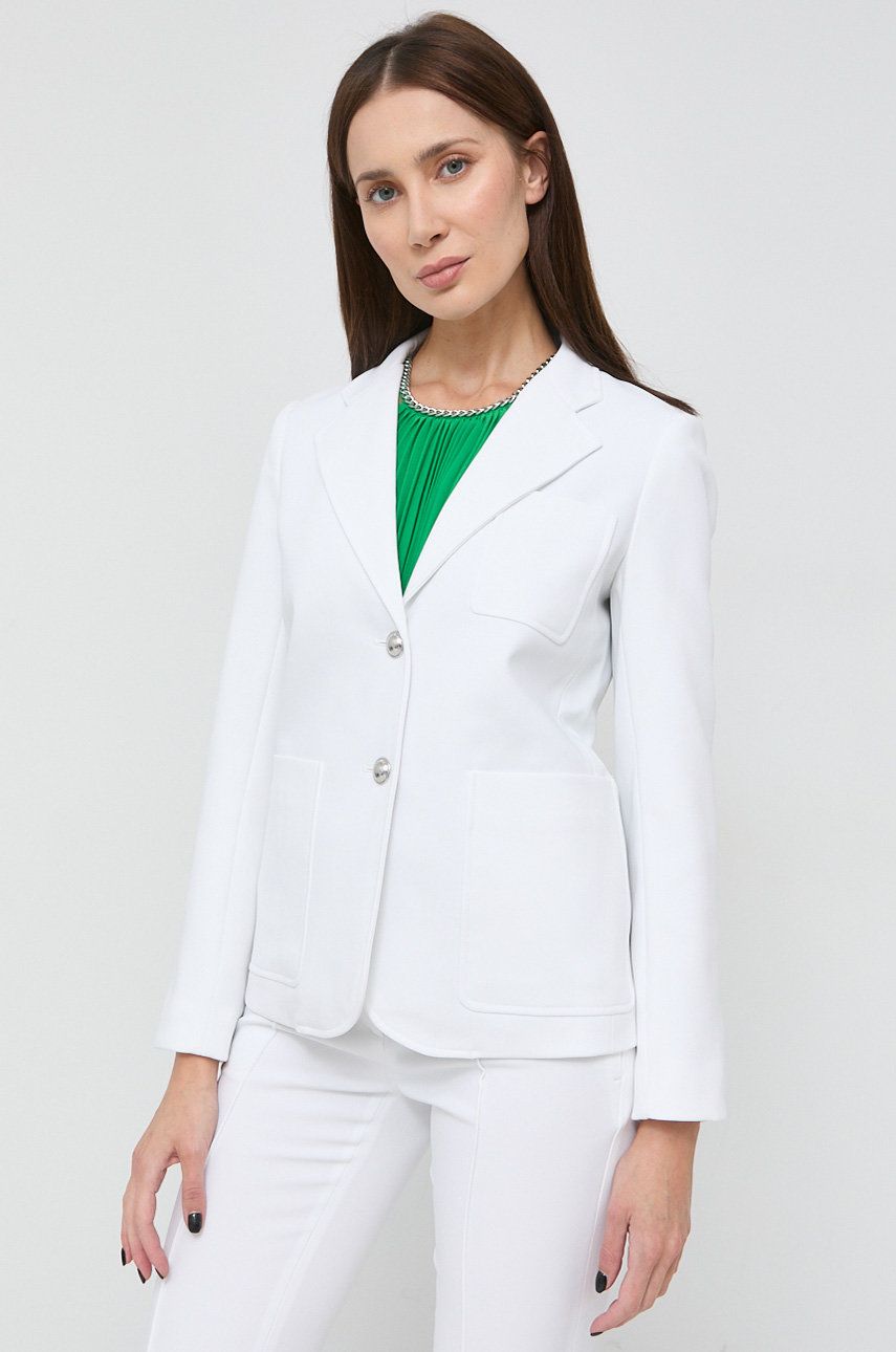 MICHAEL Michael Kors marynarka kolor biały jednorzędowa gładka