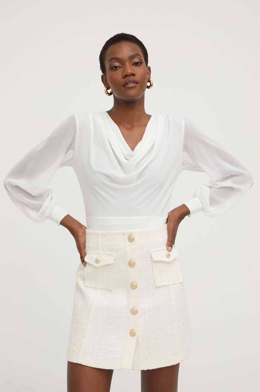 Answear Lab spódnica kolor beżowy mini prosta