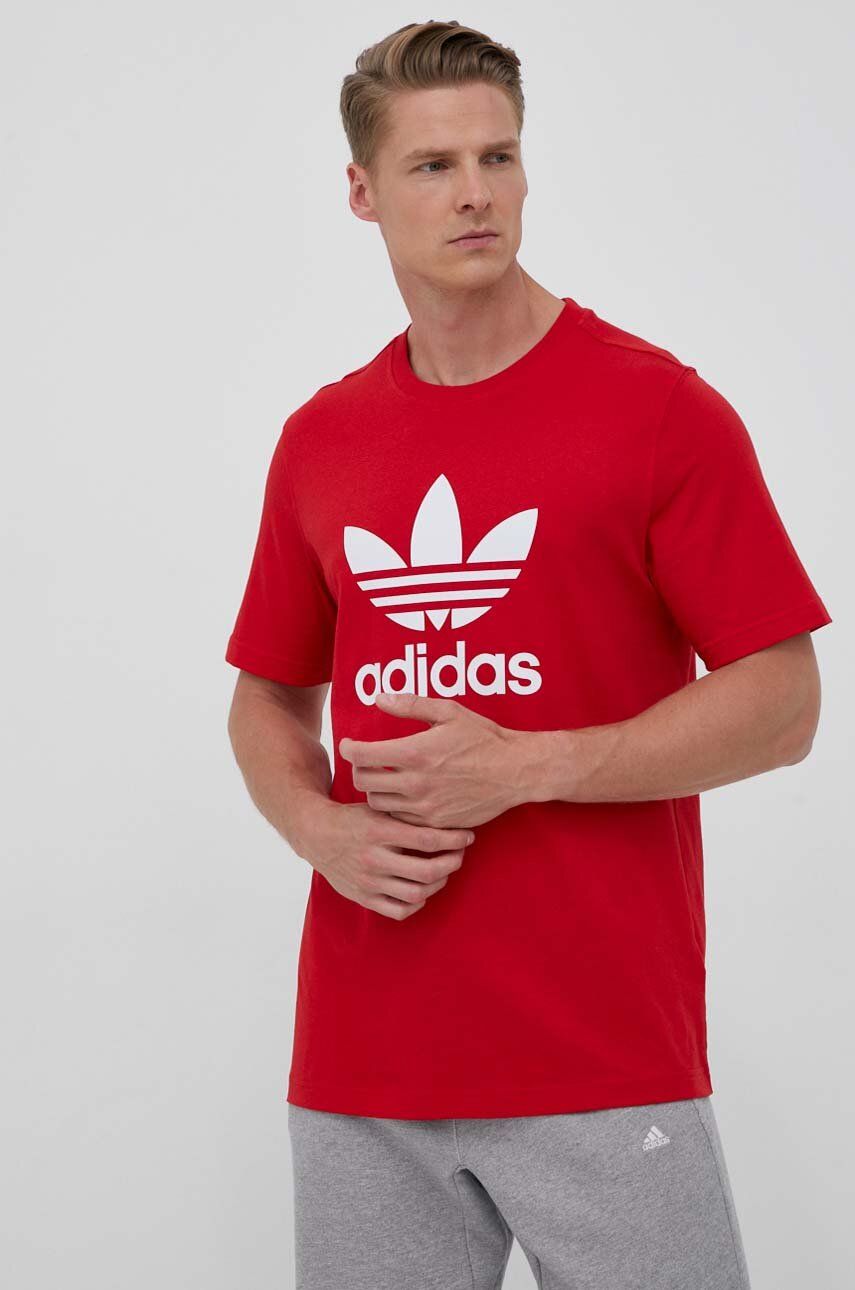 adidas Originals t-shirt bawełniany kolor czerwony z nadrukiem