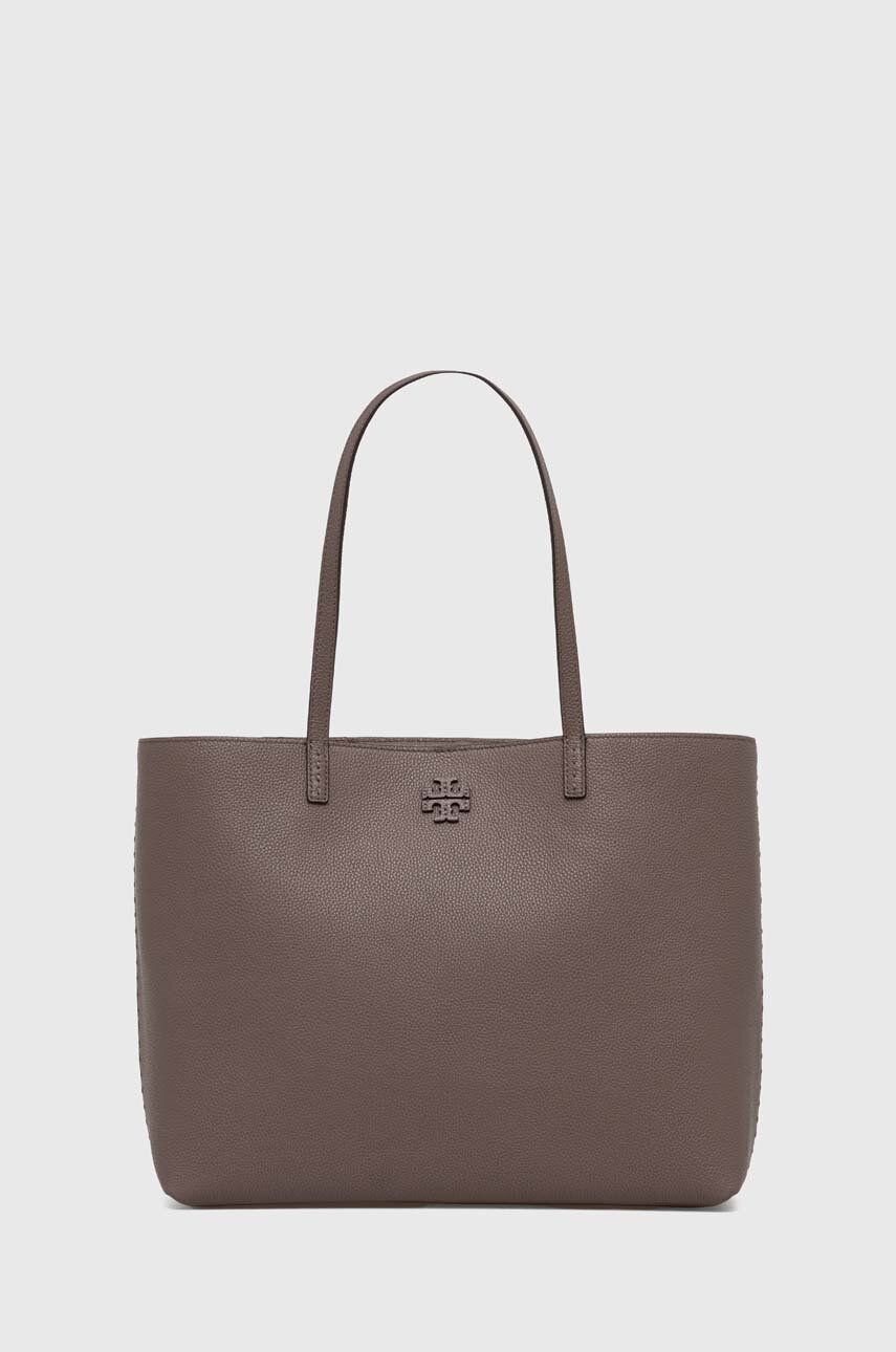 Tory Burch torebka skórzana kolor szary