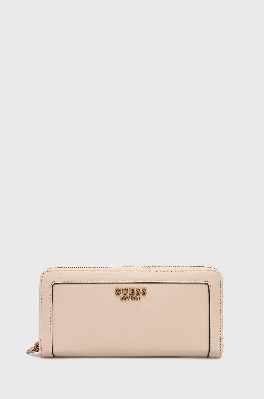 Guess portfel damski kolor beżowy