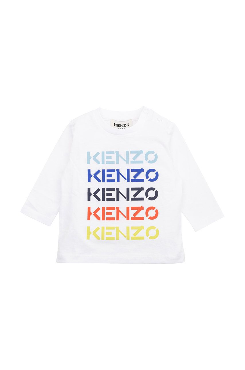 Kenzo Kids longsleeve bawełniany dziecięcy kolor biały z nadrukiem