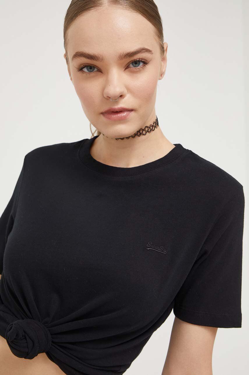 Superdry t-shirt bawełniany kolor czarny