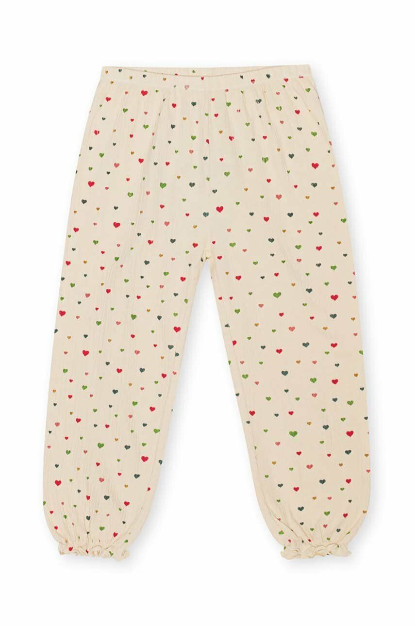 Konges Sløjd spodnie dziecięce kolor beżowy wzorzyste