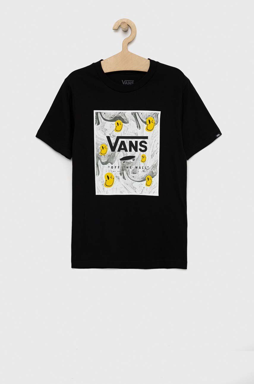 Vans t-shirt bawełniany dziecięcy BY PRINT BOX BOYS Black/Charcoal kolor czarny z nadrukiem