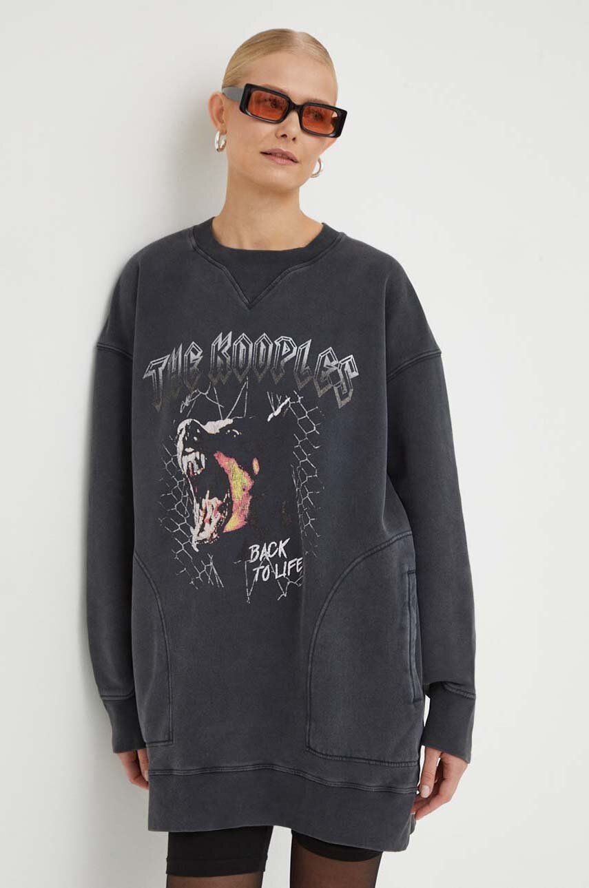 The Kooples bluza bawełniana damska kolor szary z nadrukiem