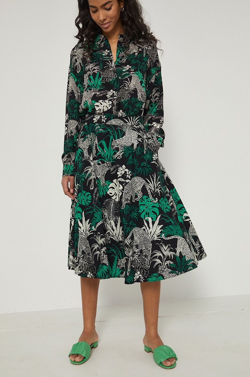 Medicine spódnica bawełniana kolor czarny midi rozkloszowana