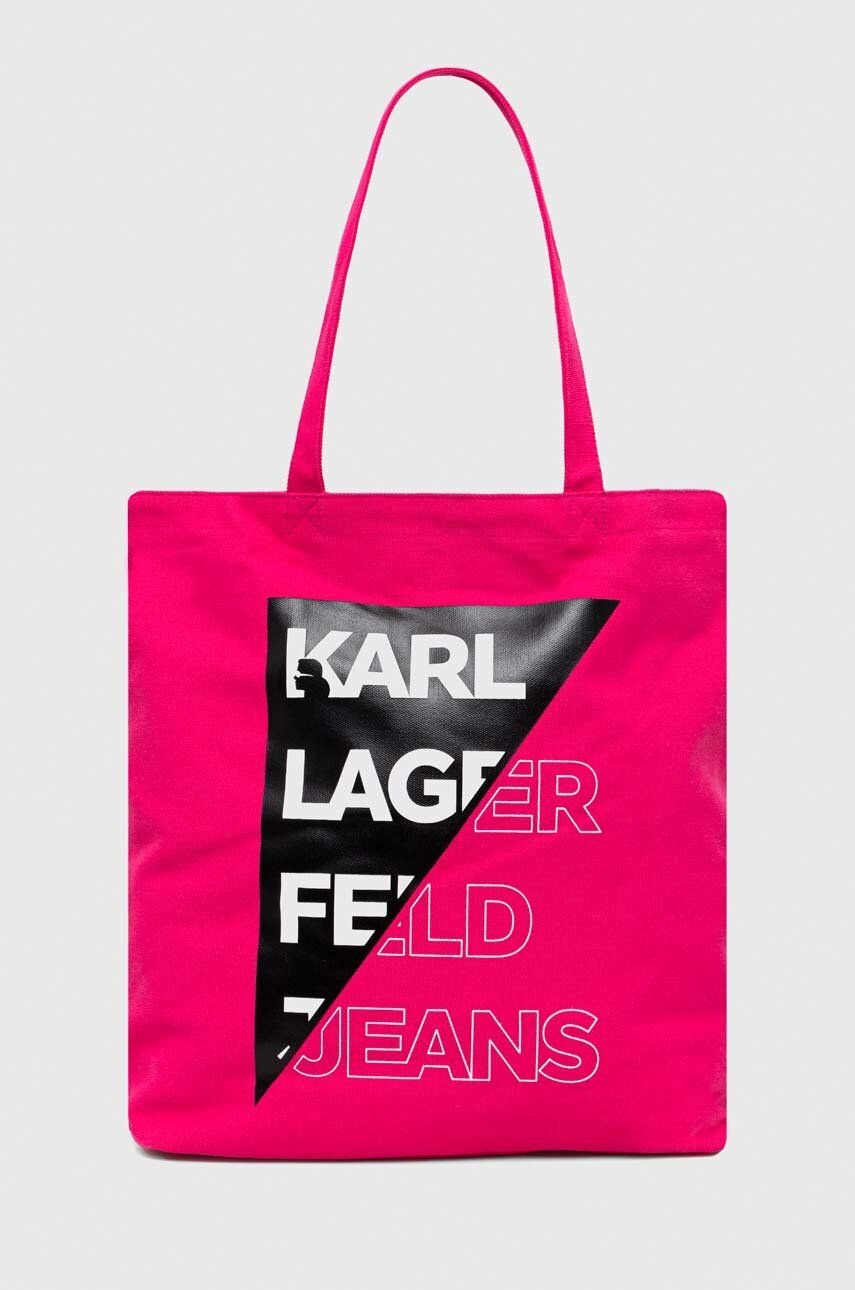 Karl Lagerfeld Jeans torebka kolor różowy