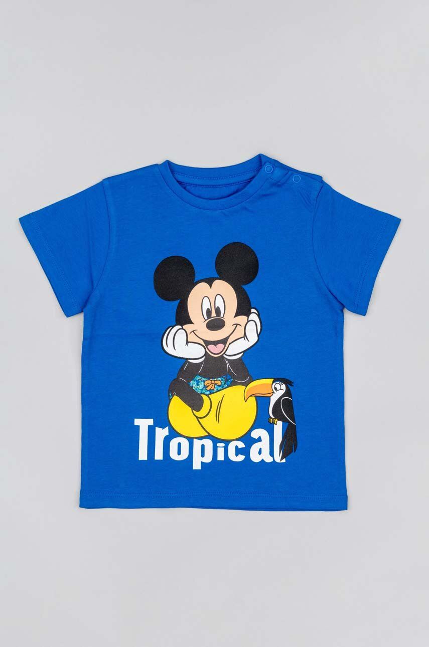 zippy t-shirt bawełniany dziecięcy x Disney kolor niebieski z nadrukiem