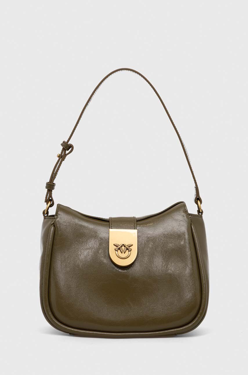 Pinko torebka skórzana kolor zielony