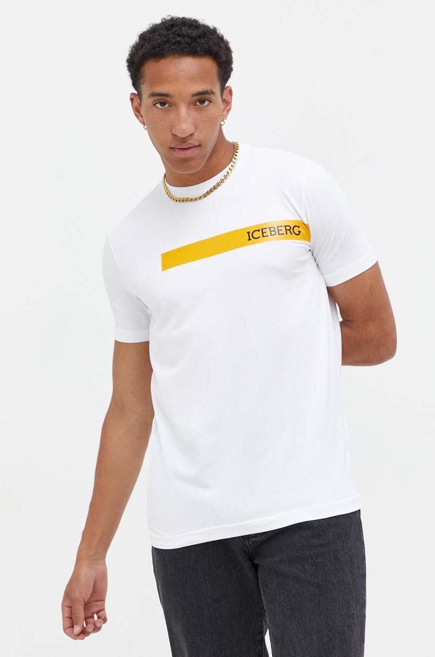 Iceberg t-shirt męski kolor biały z nadrukiem