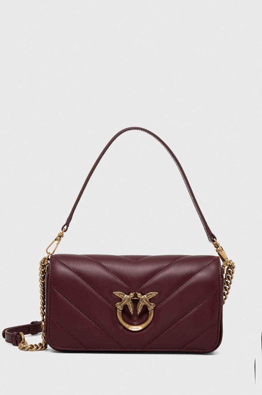 Pinko torebka skórzana kolor brązowy