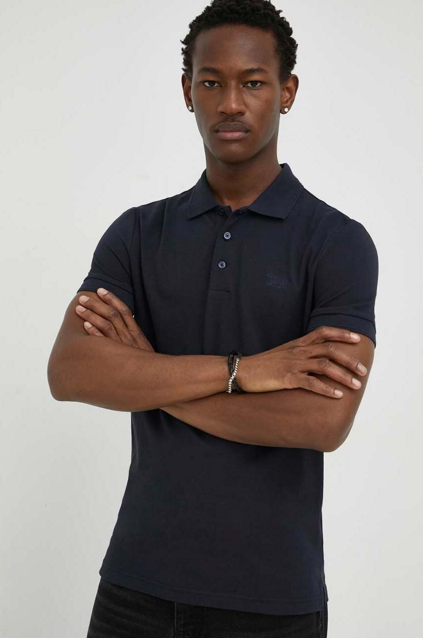 Tiger Of Sweden polo bawełniane kolor granatowy gładki