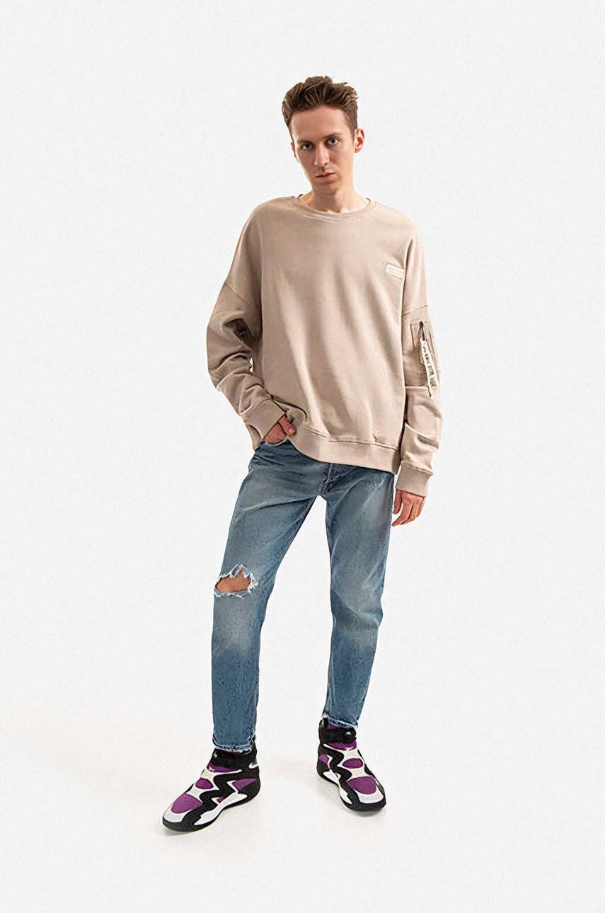 Alpha Industries bluza bawełniana męska kolor beżowy gładka 118317.627-KREMOWY