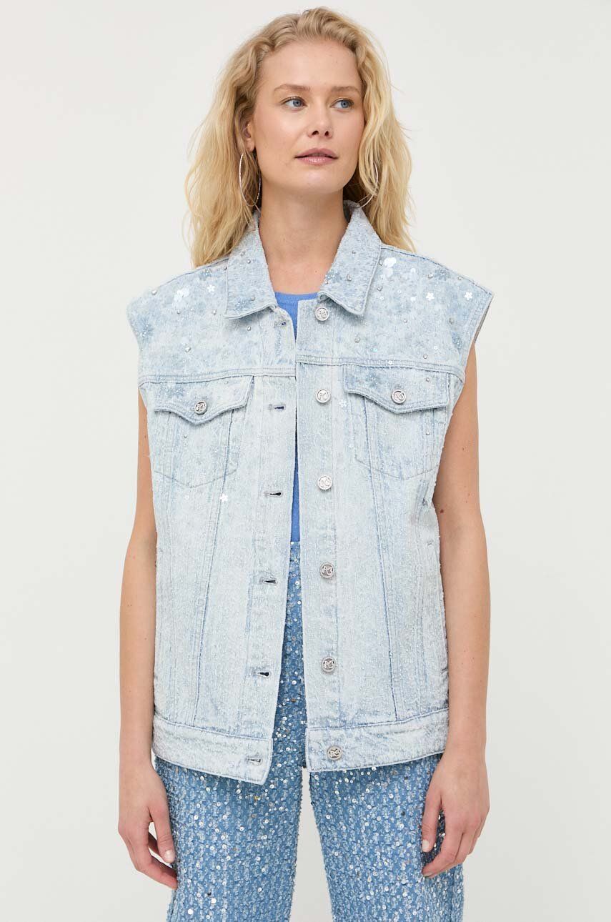 Miss Sixty bezrękawnik jeansowy damski kolor niebieski przejściowy