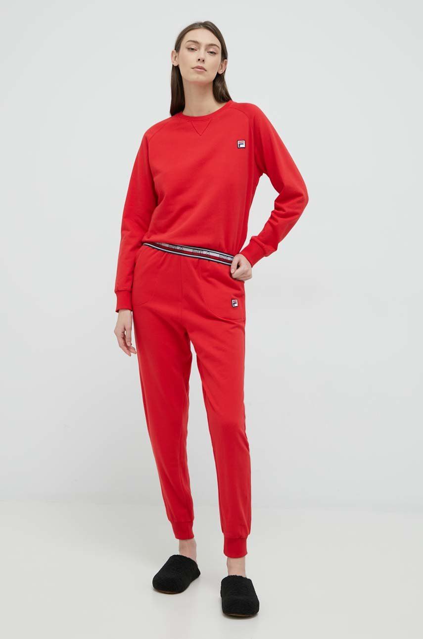 Fila dres lounge bawełniany damski kolor czerwony