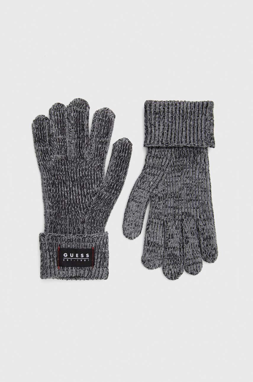 Guess rękawiczki z domieszką wełny kolor szary