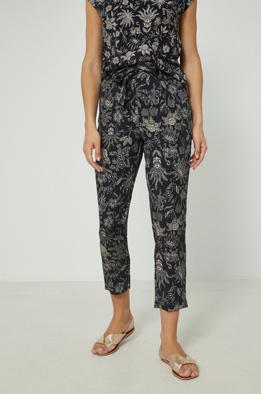 Medicine spodnie damskie kolor czarny proste high waist