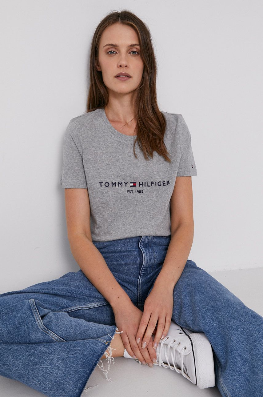 Tommy Hilfiger t-shirt bawełniany kolor szary