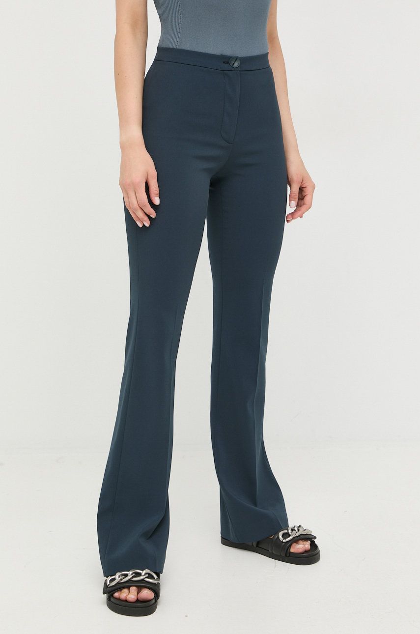 Patrizia Pepe spodnie damskie kolor turkusowy dzwony high waist