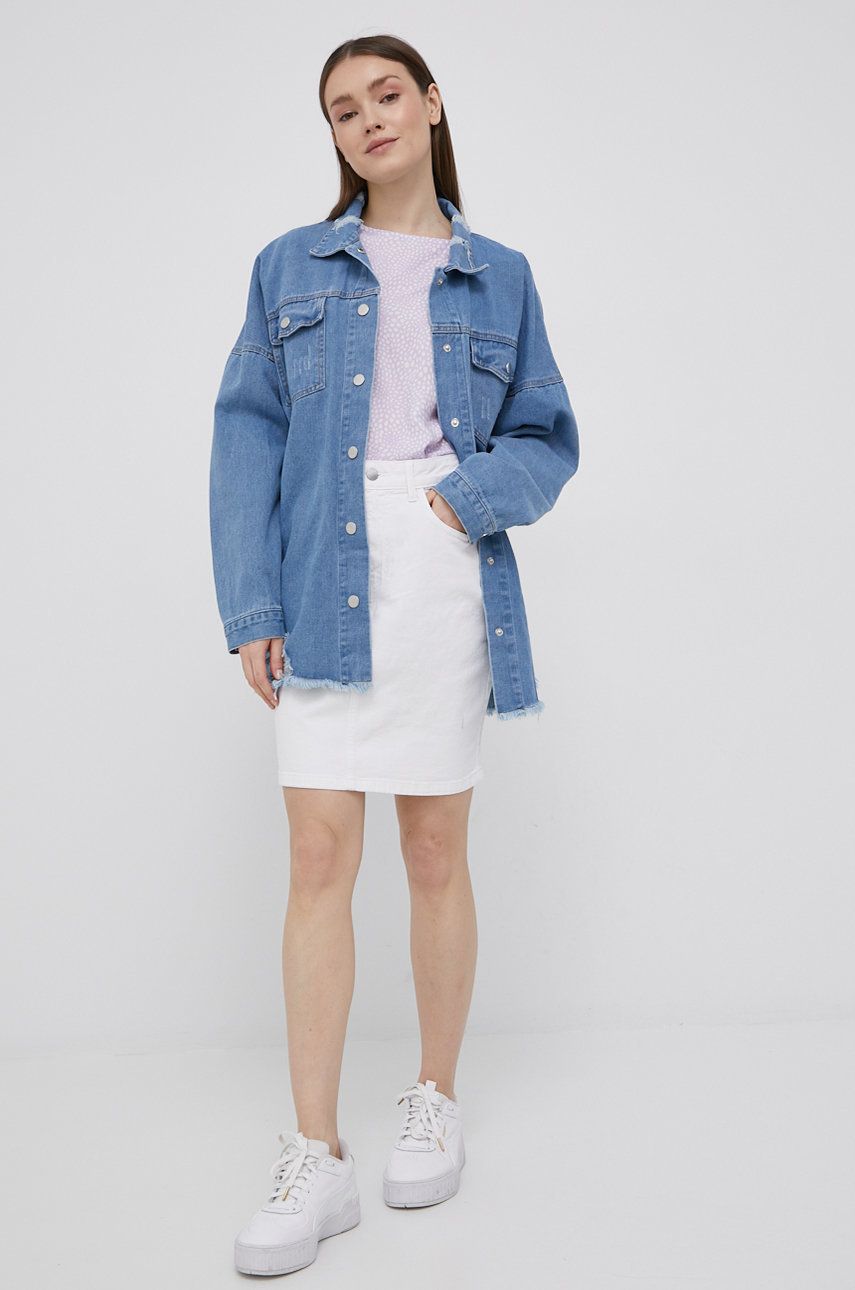 JDY spódnica jeansowa kolor biały mini prosta