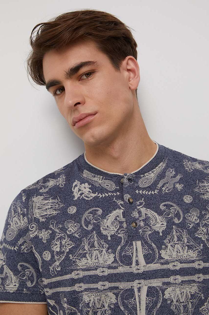 Medicine polo męski kolor granatowy wzorzysty