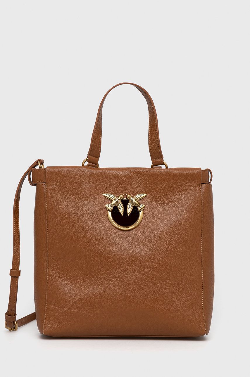 Pinko torebka skórzana kolor brązowy