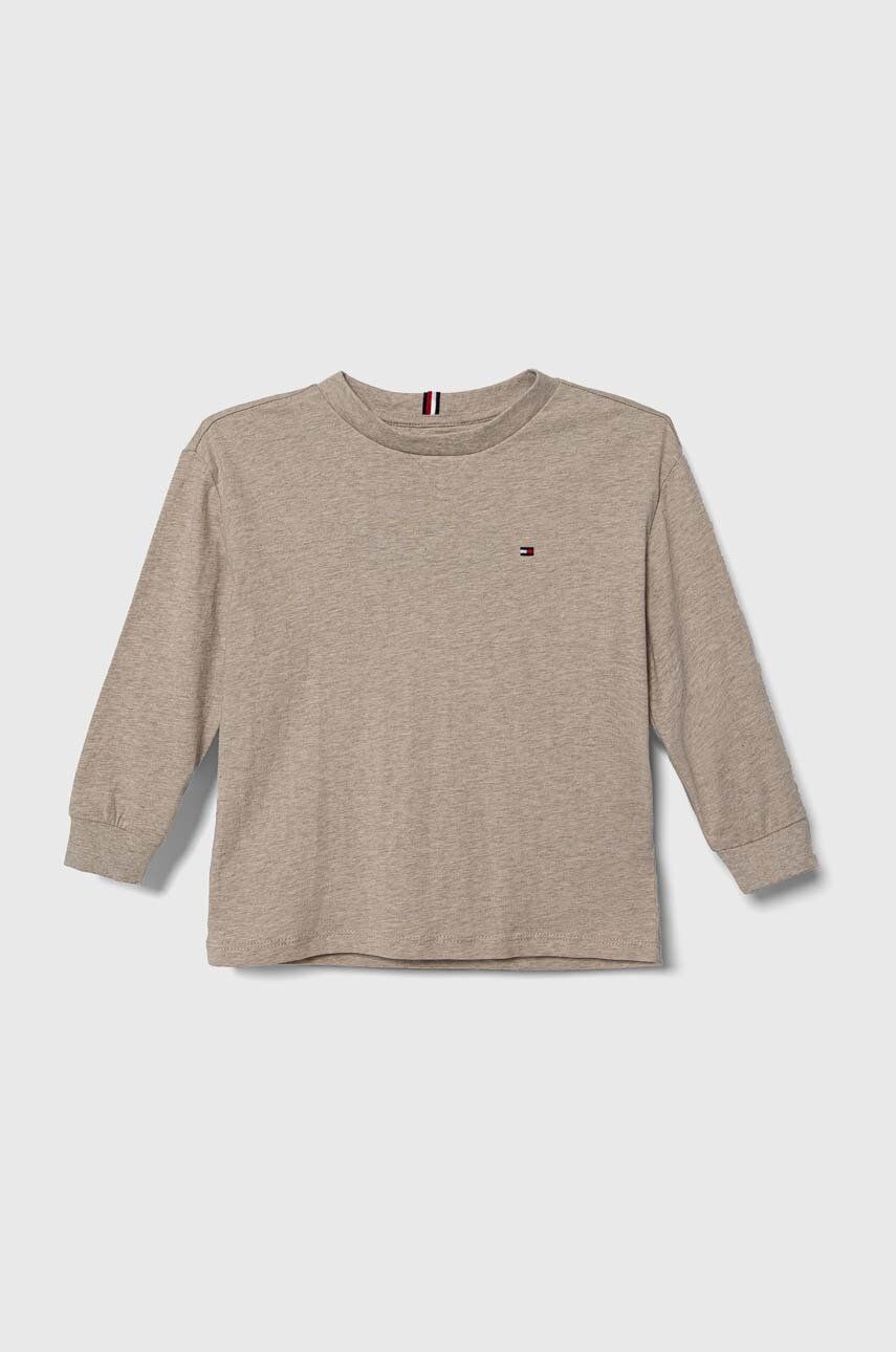 Tommy Hilfiger longsleeve bawełniany dziecięcy kolor beżowy gładki