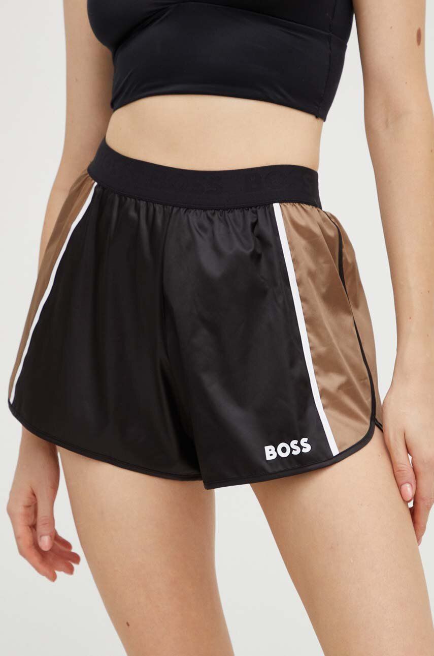 BOSS szorty damskie kolor czarny wzorzyste high waist