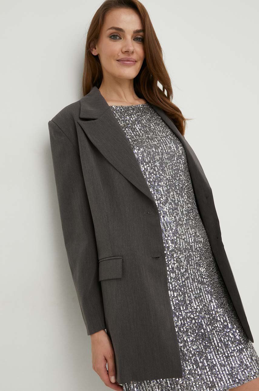 Answear Lab marynarka kolor szary oversize gładka