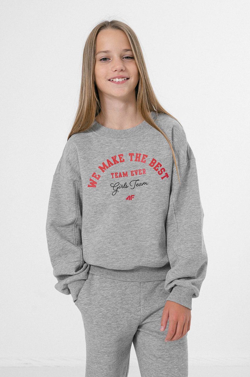 4F bluza dziecięca kolor szary z nadrukiem