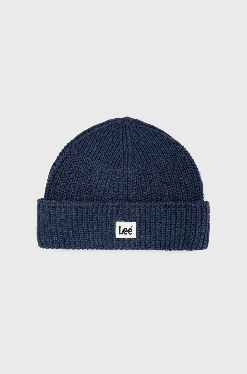 Lee czapka kolor granatowy z cienkiej dzianiny