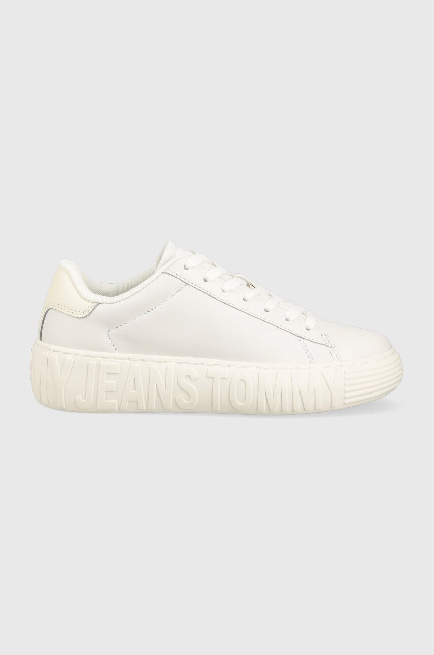 Tommy Jeans sneakersy skórzane TJW NEW CUPSOLE LEATHER kolor biały EN0EN02212