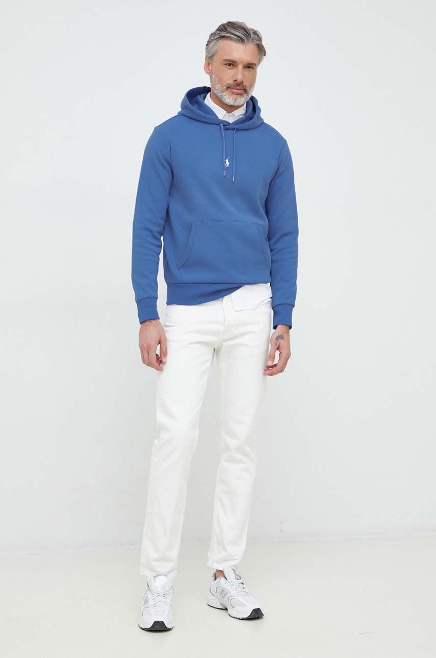 Polo Ralph Lauren bluza męska kolor niebieski z kapturem gładka