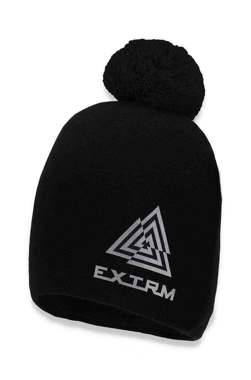 Broel czapka dziecięca kolor czarny z cienkiej dzianiny