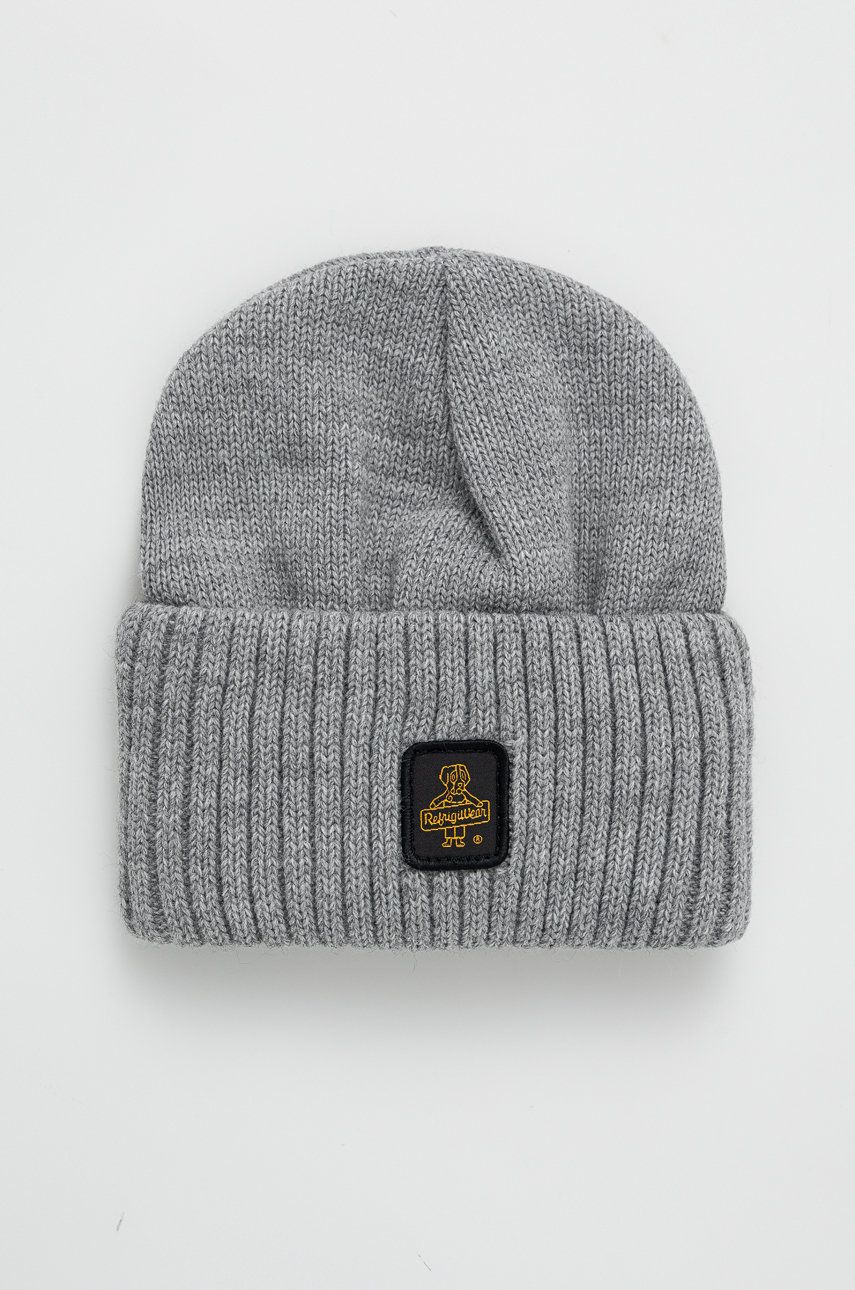 RefrigiWear Czapka kolor szary z grubej dzianiny