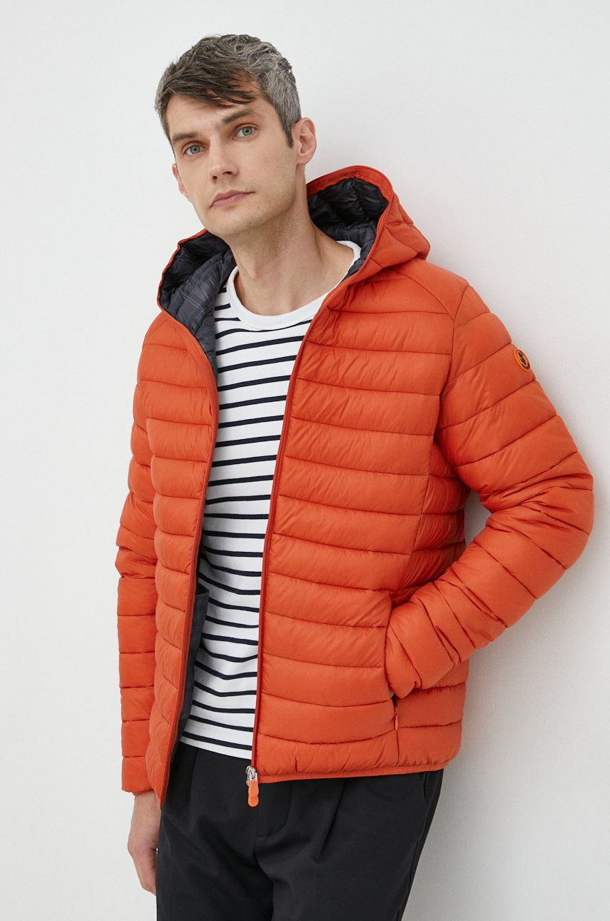 Save The Duck kurtka męska kolor pomarańczowy przejściowa