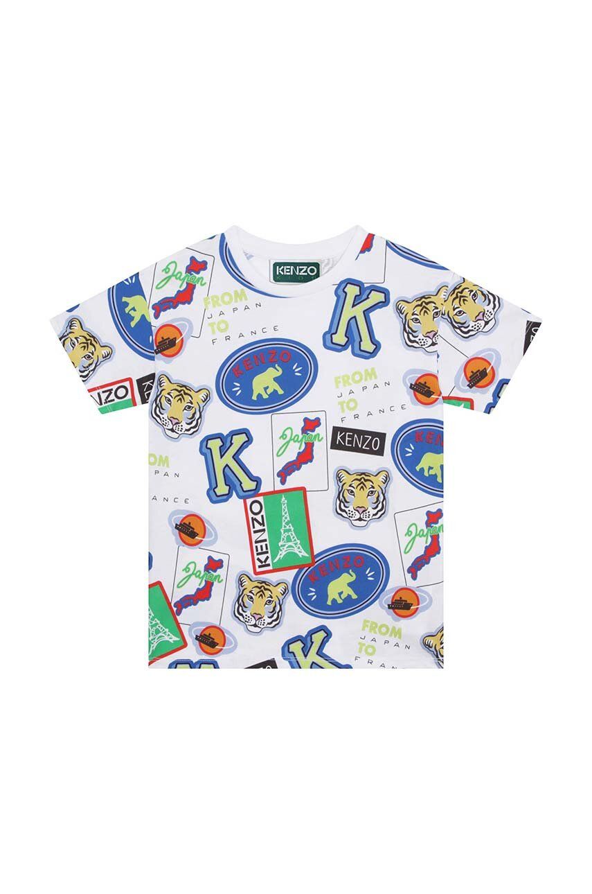 Kenzo Kids t-shirt bawełniany dziecięcy kolor biały wzorzysty