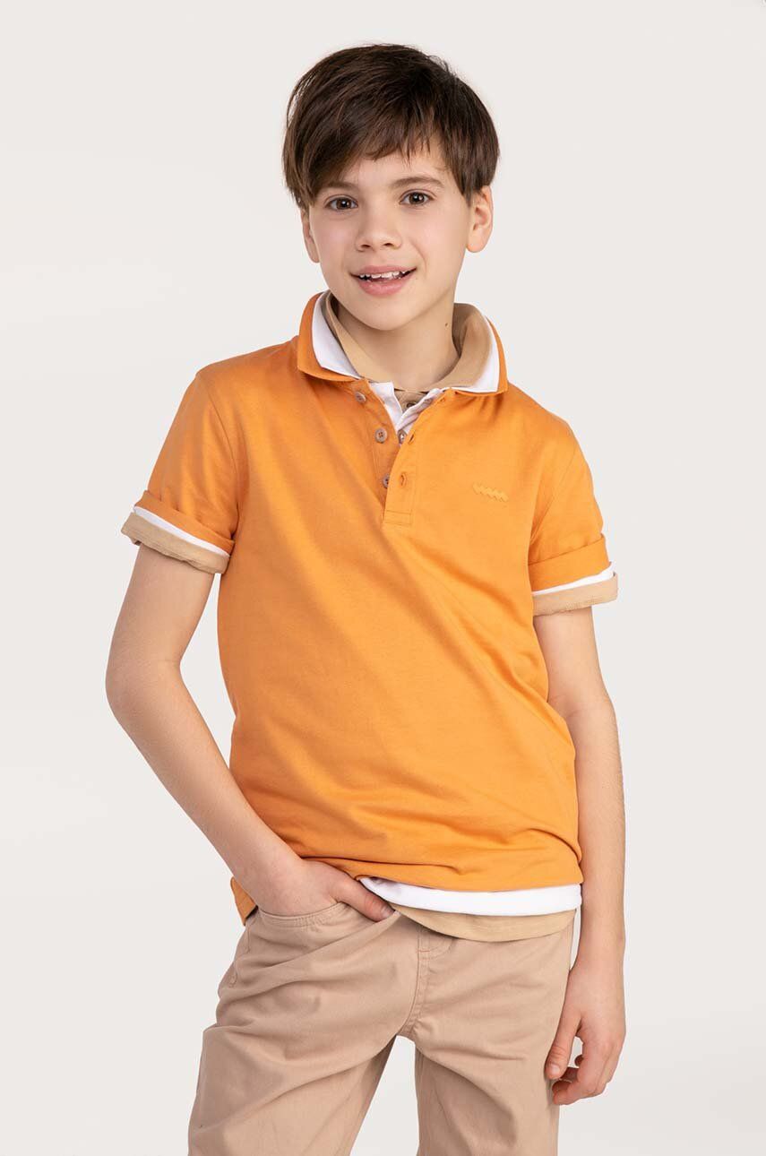 Coccodrillo polo bawełniane dziecięce kolor brązowy gładki