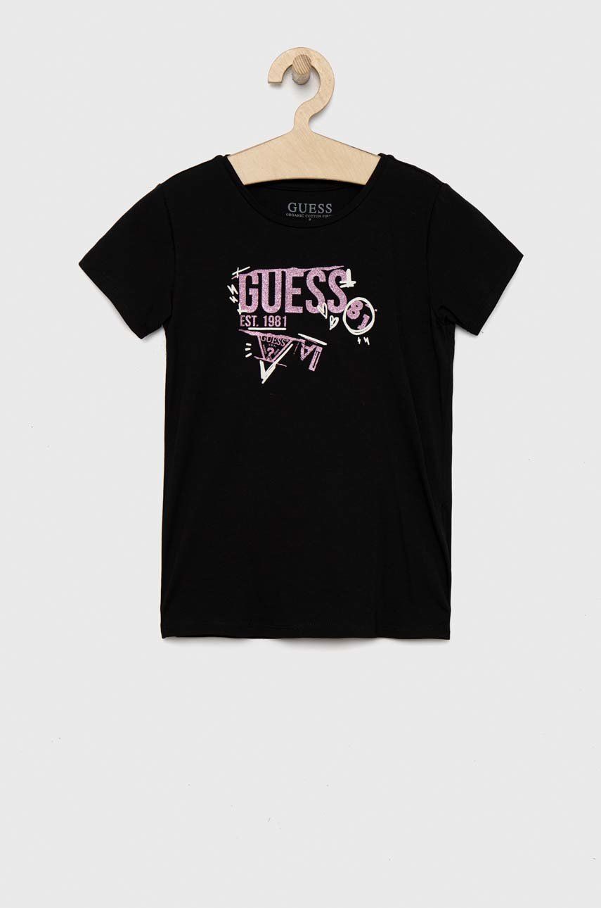 Guess t-shirt dziecięcy kolor czarny