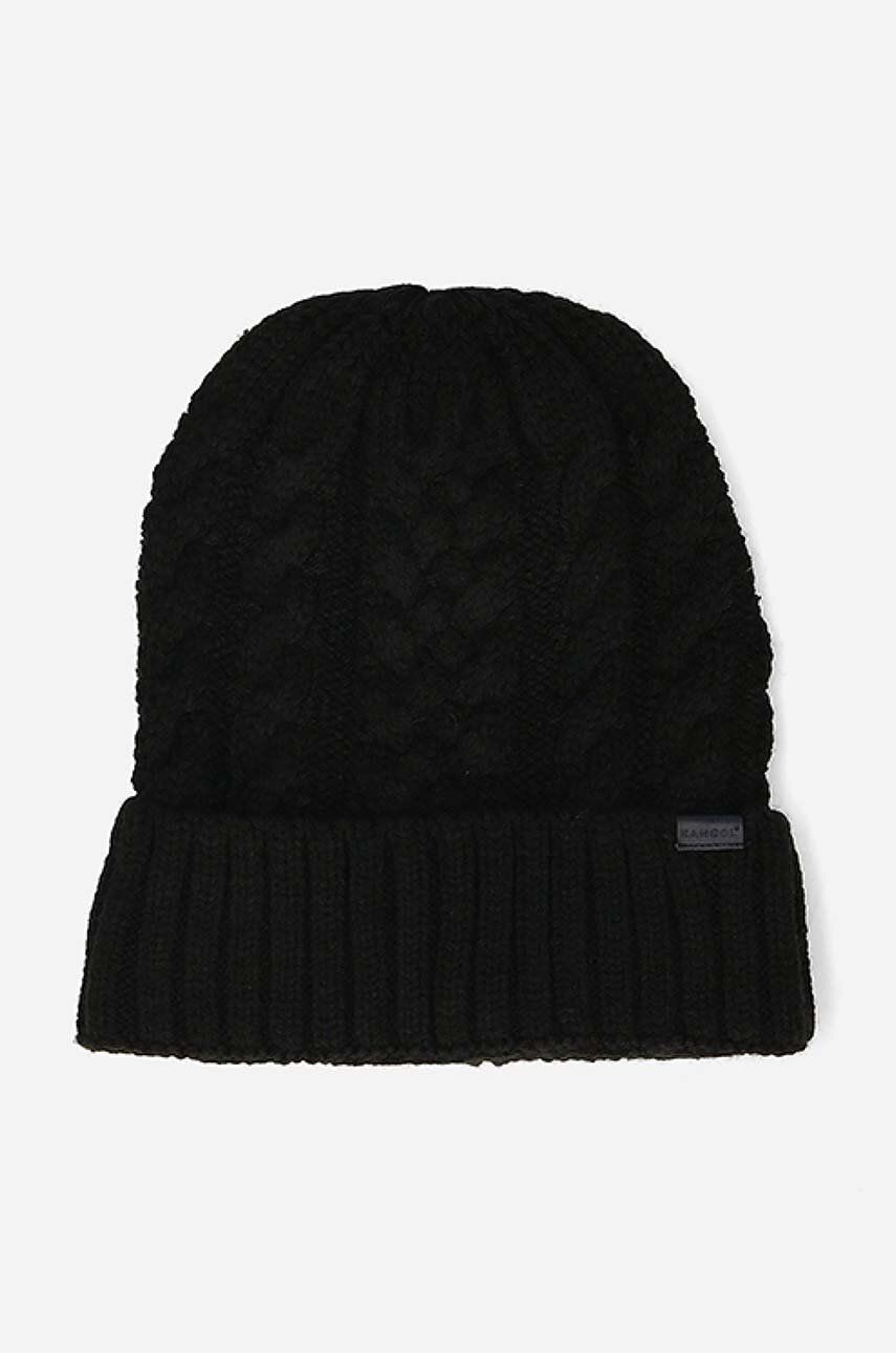 Kangol czapka Cable Beanie HEATHER kolor czarny z grubej dzianiny K3376HT-TANHEATHER