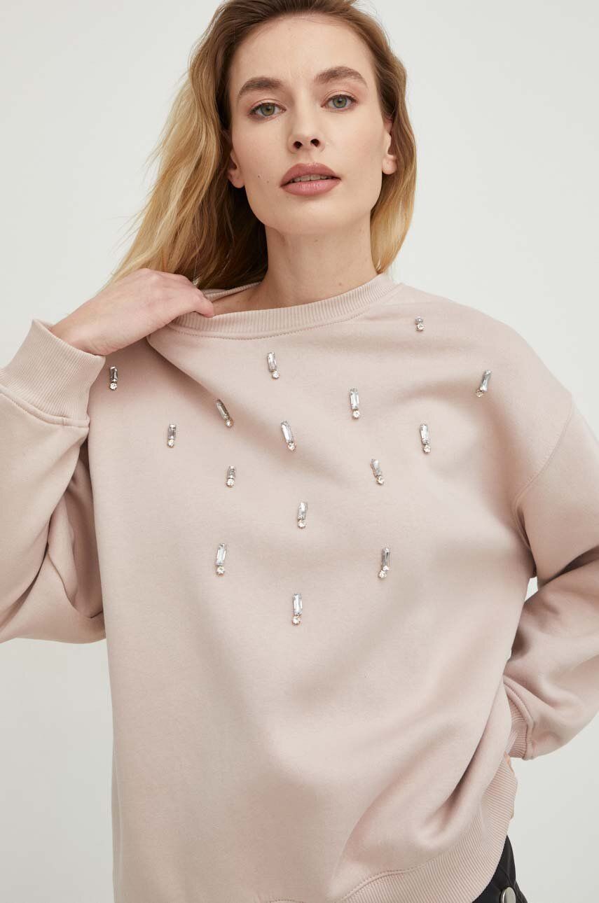 Answear Lab bluza bawełniana damska kolor beżowy z aplikacją